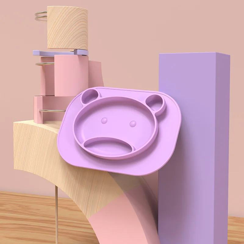 Детская силиконовая обеденная тарелка с защитой от падения детская посуда