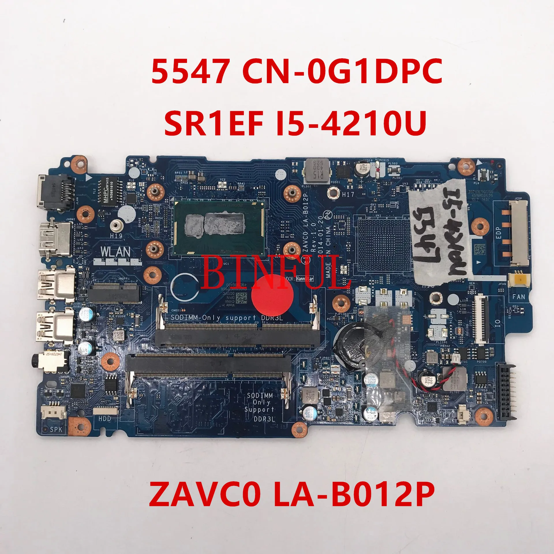 Высокое качество для 5447 5442 5547 5542 материнская плата ноутбука CN-0G1DPC G1DPC ZPT10 LA-B151P с SR1YJ