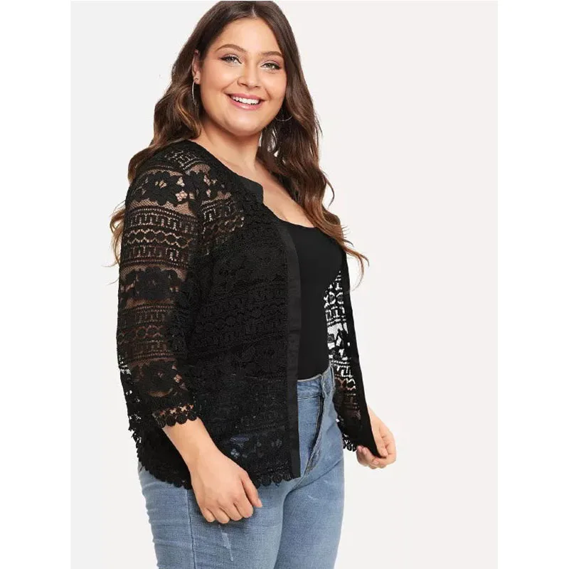 Ажурный вязаный кружевной кардиган блузка пляжные топы шали пальто большого