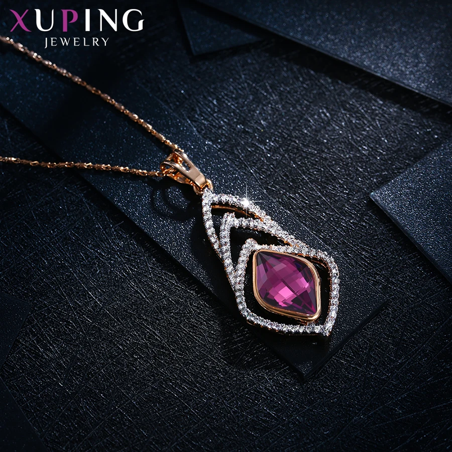 Xuping Schmuck Mode Charms Stile Kupfer Legierung Kristalle Anhänger Halskette für Frauen Party Geschenke 40475 – Detail 6