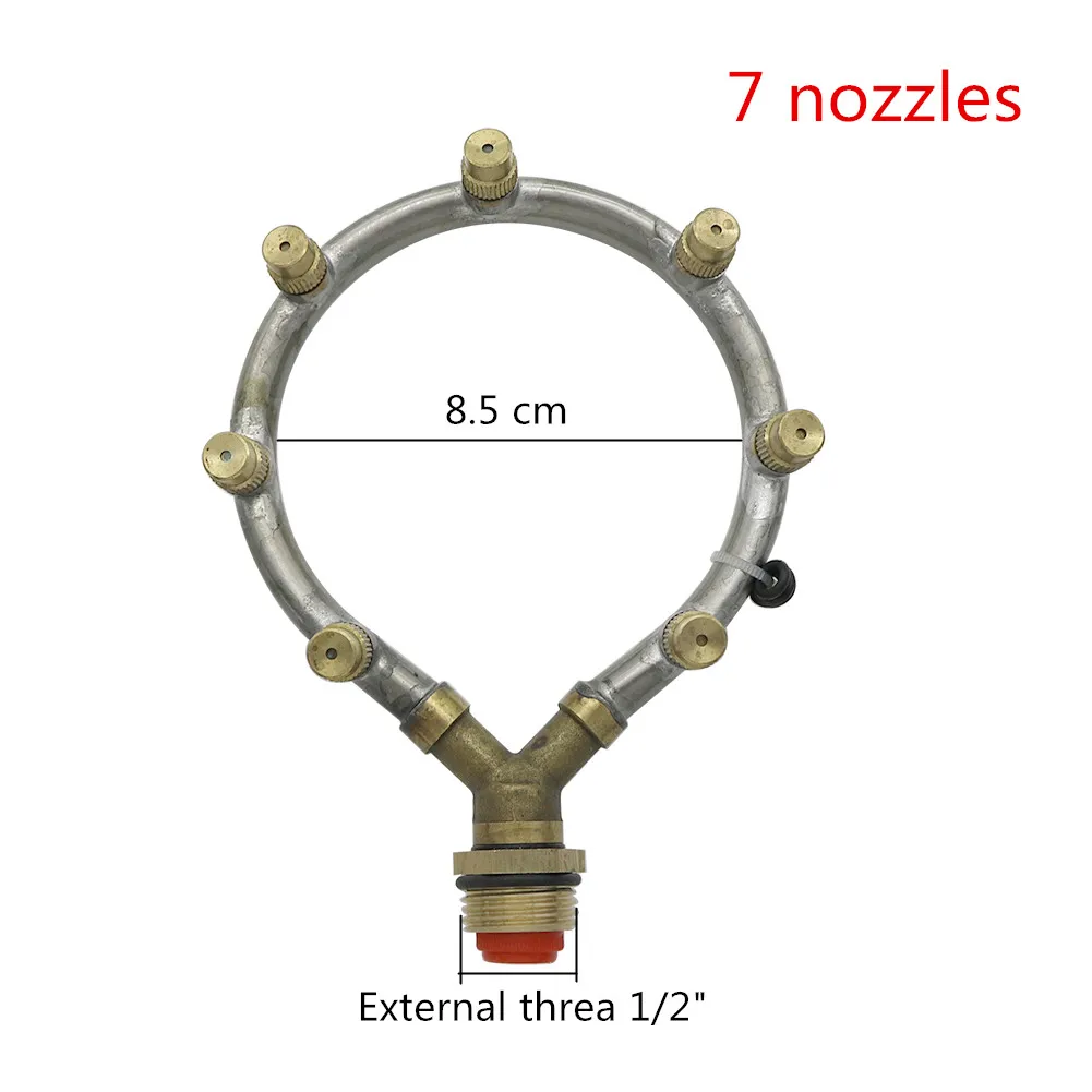 7 Nozzles Регулируемый M14* 1,5 мм кольцо распылительные насадки 1/" мужской резьба разъем фильтра садовый разбрызгиватель для полива опрыскиватель охлаждения спринклера - Цвет: 7 Nozzles