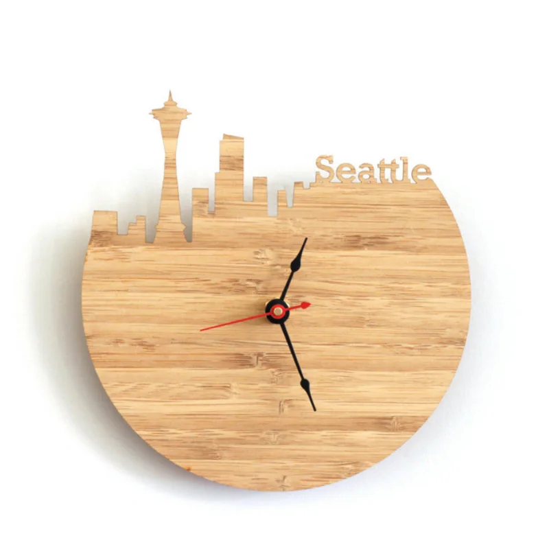 Настенные часы из натурального бамбука Сиэтла на стену украшение для фотографий