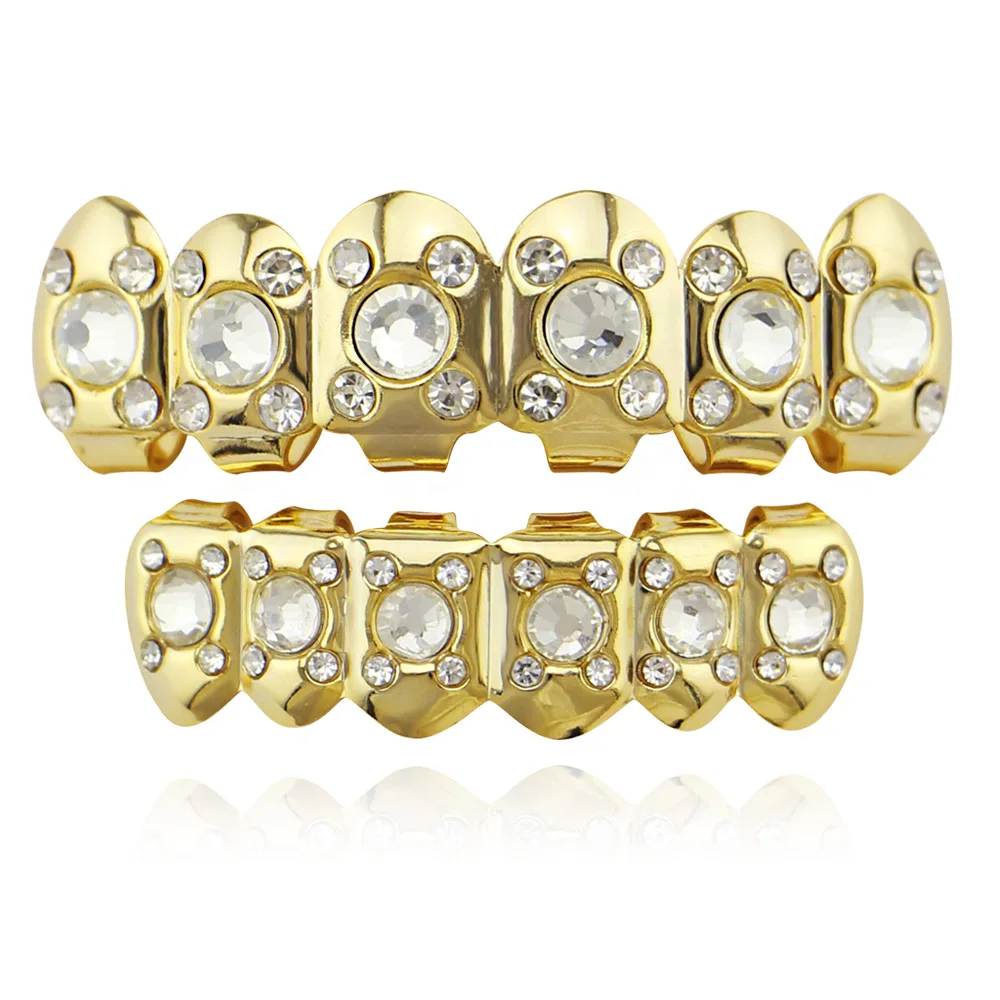 Grillz зубы Мужчины Женщины ювелирные изделия тела Льдом Из хип-хоп большие стразы