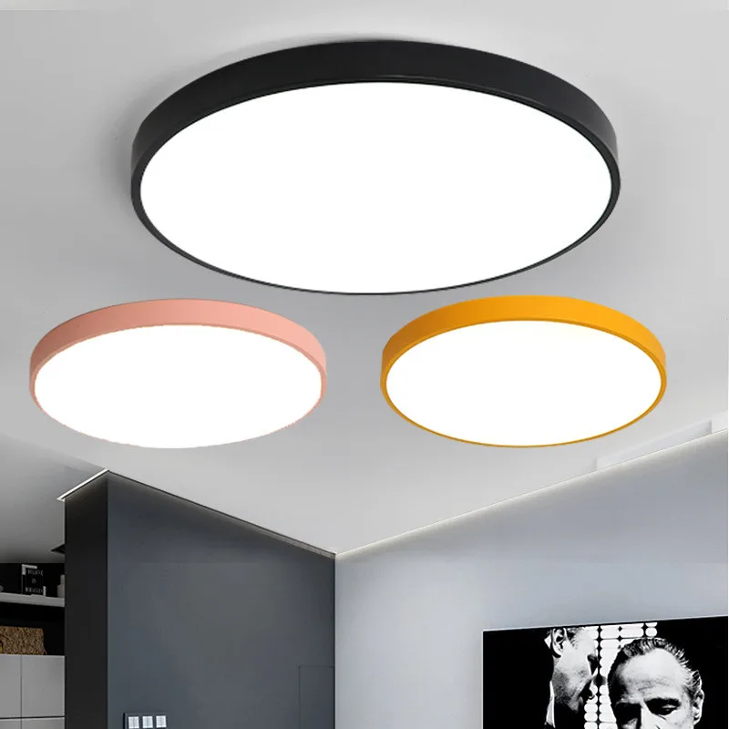 Lámpara LED de techo moderna para sala de estar, accesorios de iluminación para dormitorio, habitación de niños, iluminación de cocina redonda nórdica, 12W, 18W, 24W, 36W