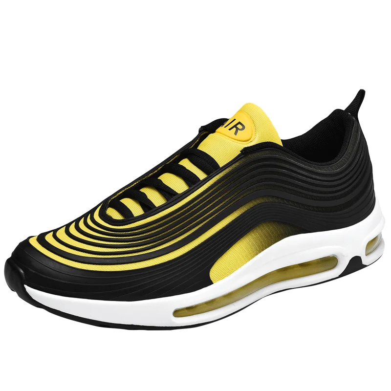 Black Yellow Дышащие кроссовки на платформе; спортивная обувь для бега; Мужская весенняя обувь; Модная легкая мужская обувь с воздушной подушкой; zapatos de hombre basket - Цвет: Black Yellow