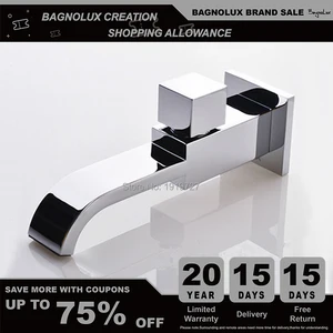 Кран для ванны только для холодной воды, наполнитель для носика, новинка 100%, твердая латунь, квадратный хромированный смеситель с водопадом, выход воды