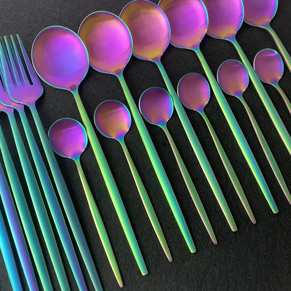 Набор разноцветных столовых приборов из нержавеющей стали 18/10 24 шт. радужная