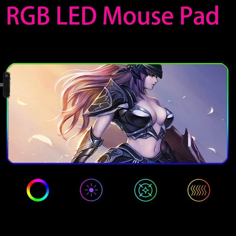 

Women Warrior Kawaii Sexy girl Rubber RGB Mouse Pad Desktop Mousepad Free Shipping Gaming Large Laptop Mouse mat Keyboards Mat