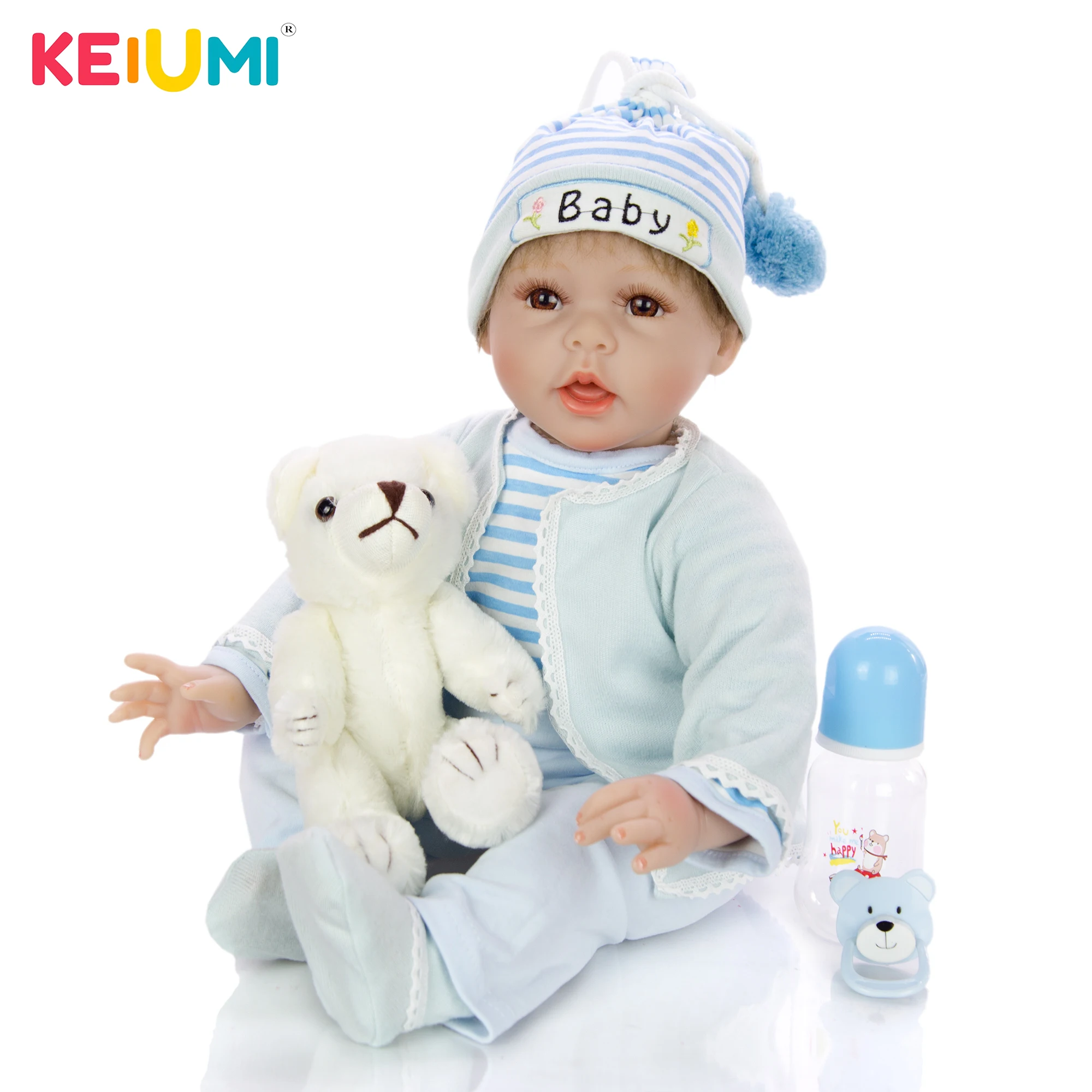 KEIUMI 55 см Мягкая силиконовая виниловая говорить уход за кожей лица перерожденные