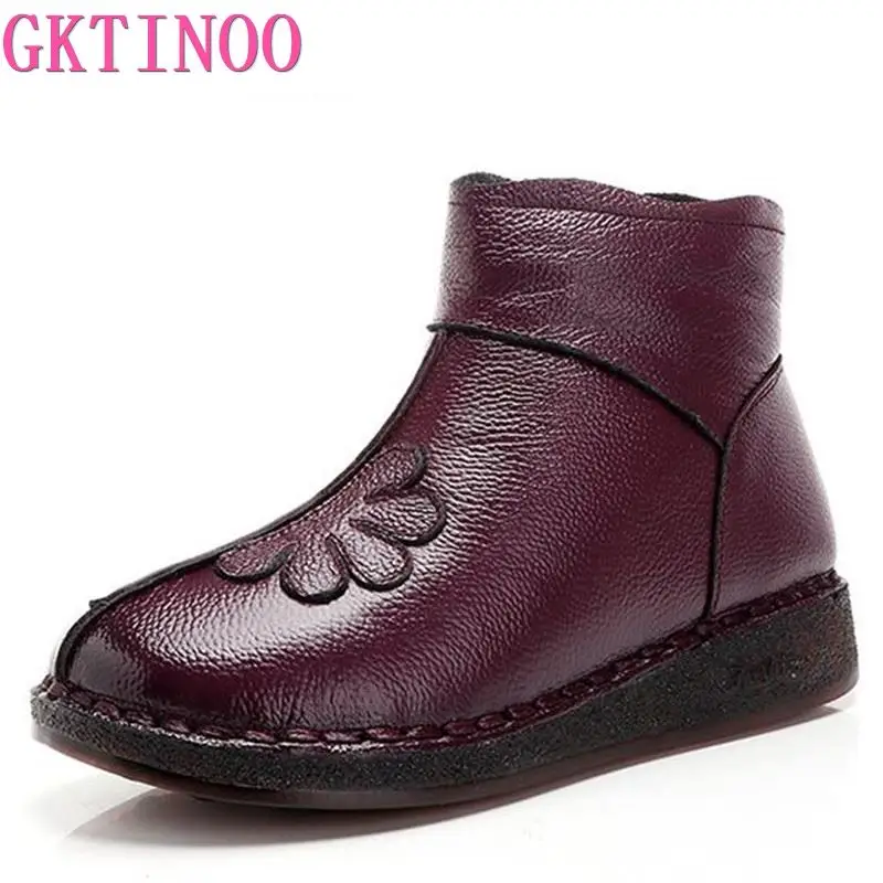Модные зимние женские ботинки GKTINOO для женщин среднего возраста обувь из