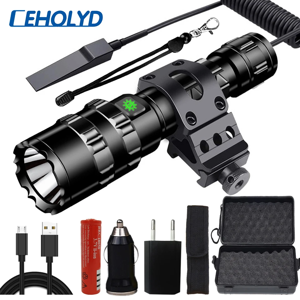 Профессиональный тактический светодиодный фонарик 6500 лм фонарь для охоты