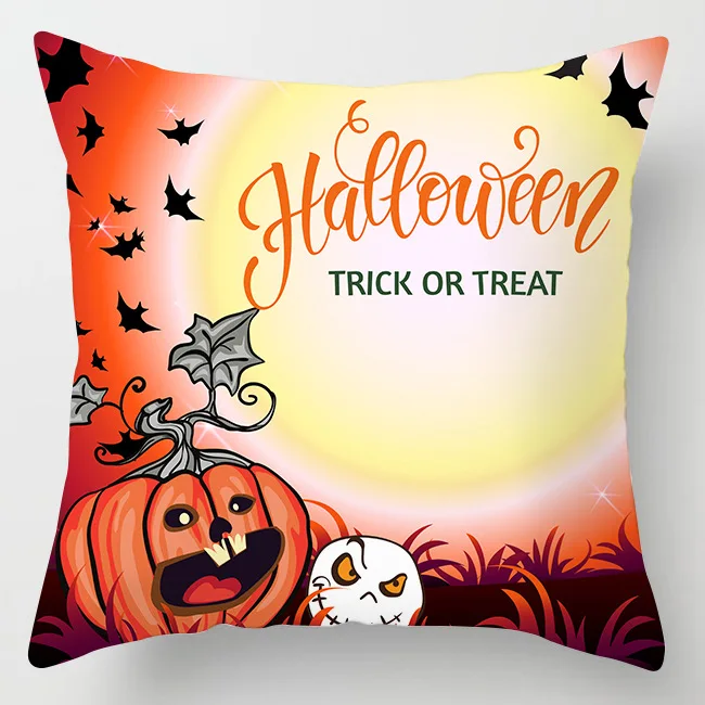 

45*45cm Halloween Pumpkin Pillowcase Peach Skin Velvet Single Print Ghost Party Horror Happy Halloween Party Decor For Home DIY
