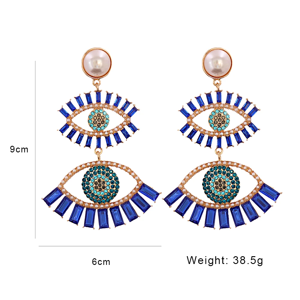 

Vintage Evil Eye Hanging Earrings Za Women New Crystal Zircon Charms Pearl Drop Earrings Wholesale Fashion Jewelry Accessories
