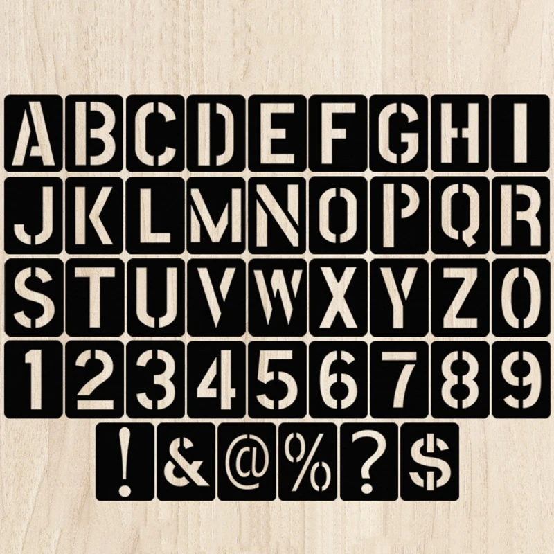 42pcs English Alphanumeric Symbol Hollow Template Letter Stencils Painting Number Letter Hollow for DIY Scrapbook Diary