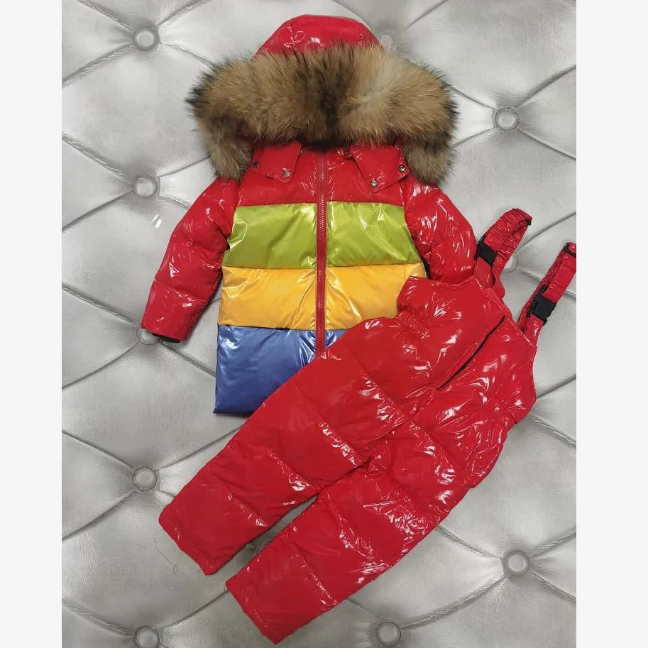 New Russia Winter Children Hooded Warm Glossy Coat Kids Waterproof Snow Wear Outerwear For girls Down Jackets For girls Y3259