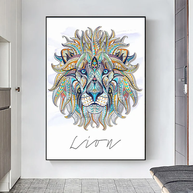 

Abstract Colorful Animal Wall Art Picture Eagle Lion Goat Canvas Painting Nordic Minimalist Poster Print Living Room Home Decor