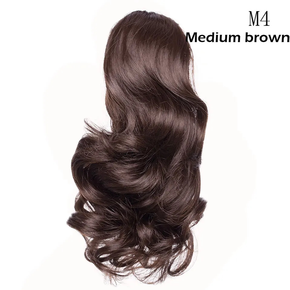 medium brown SNOILITE 12 дюймов коготь клип в хвостик волосы удлиняющие синтетические Короткие волнистый хвост волосы для волос стиль шиньон для женщин - Цвет: medium brown