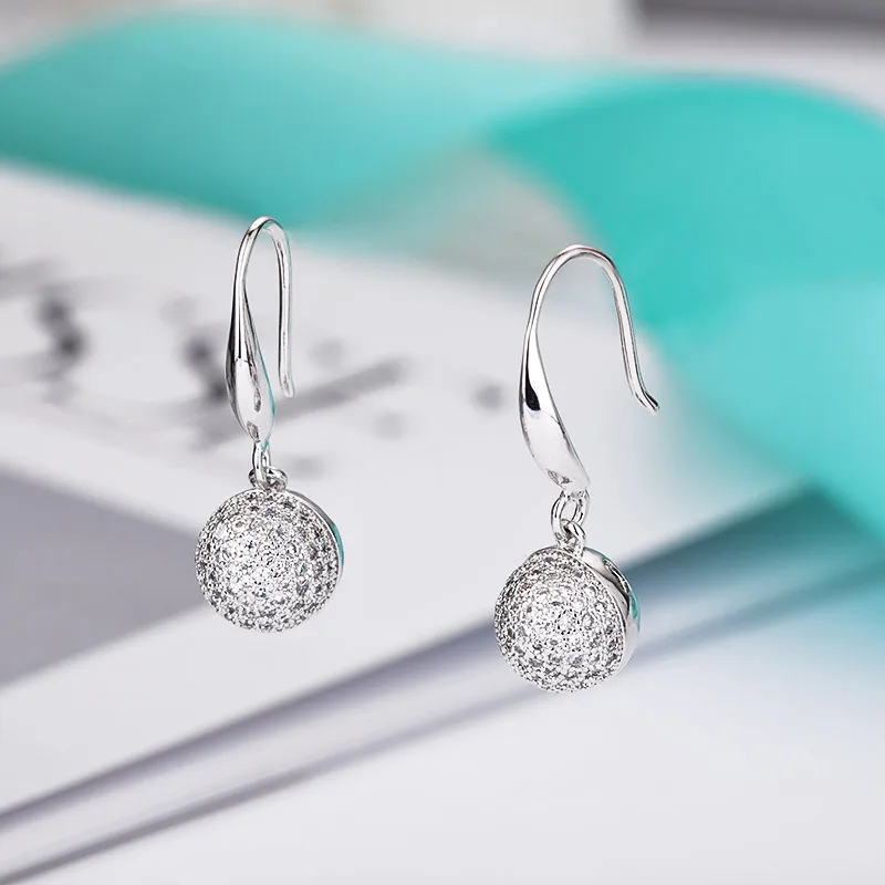 Silver MAIKALE простые круглые серьги-гвоздики медные кубические циркония корейские длинные серьги шарики золото; серебро; Сережки для женщин - Окраска металла: Silver