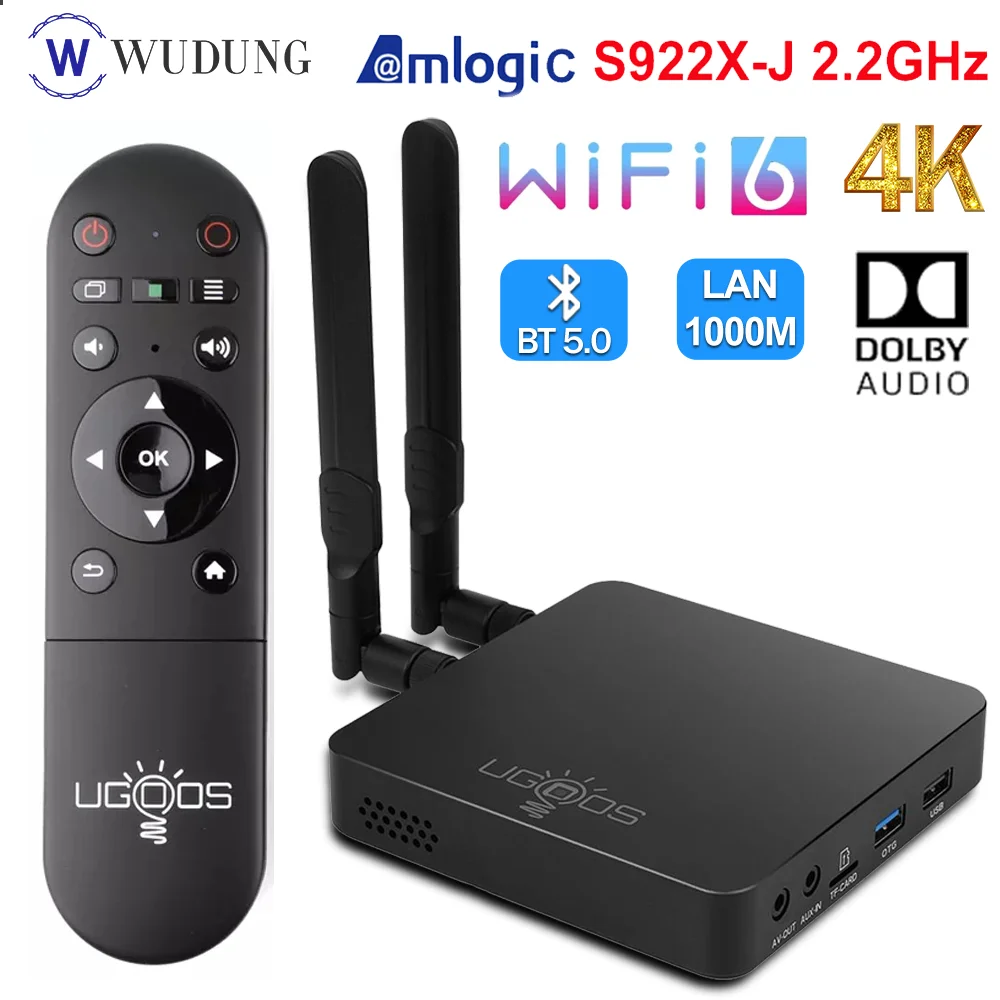 UGOOS AM6B плюс ТВ приставка Android 9 0 Amlogic S922X J 2 ГГц 4 Гб DDR4 Wifi6 1000M LAN BT5.0 4K DOLBY аудио медиа