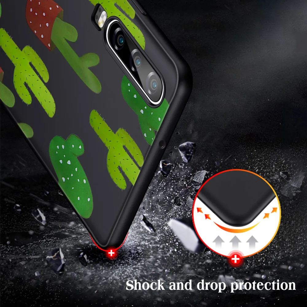 

Cactus Case for Huawei P40 P30 P20 Pro Lite Mate 30 40 20 Lite Pro Honor 30 20 10 9X Pro Lite P Smart 2020 Black TPU Cover Funda