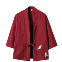 crane embroidery haori kimono harajuku japanese style plus size men samurai costume yukata asian clothes cardigan women jacket