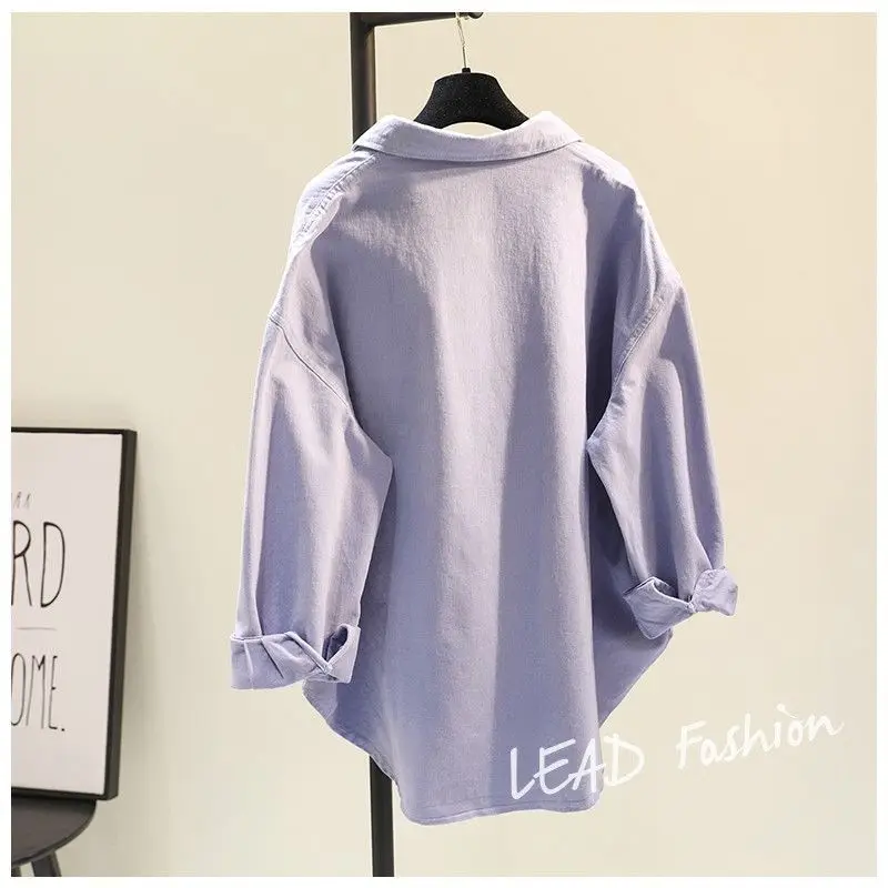 

Cotton shirt women's 2021 spring new Korean temperament Joker loose casual long sleeve cardigan shirt jacket women