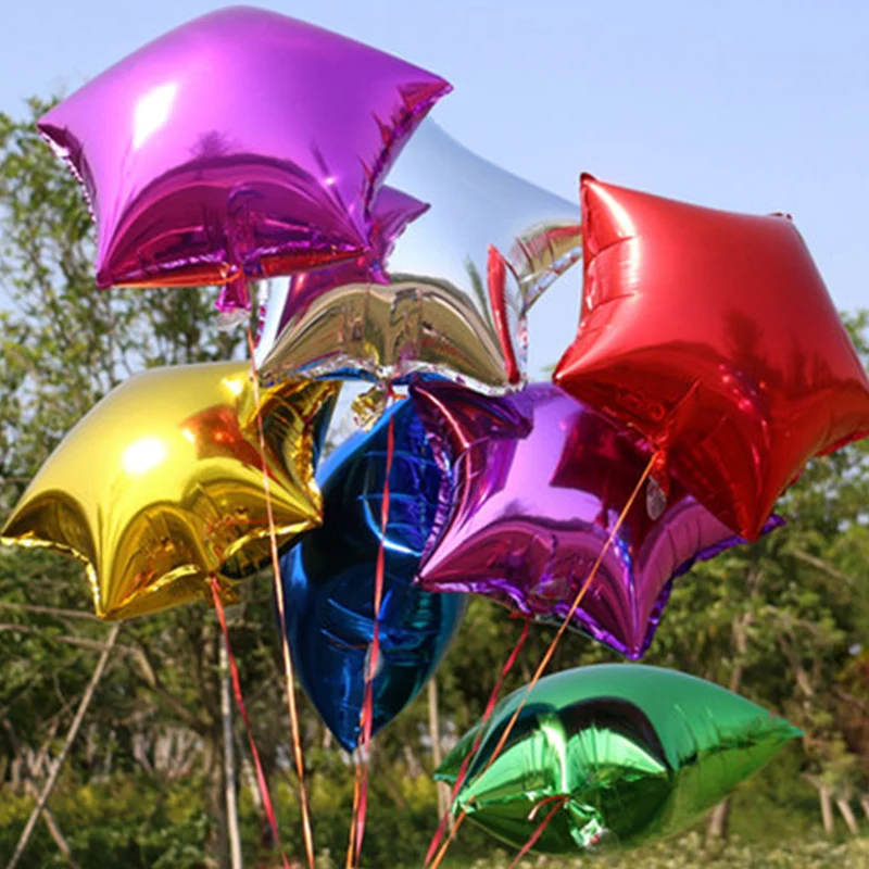 5 шт. фольгированные воздушные шары с пятиконечными звездами 18 дюймов | Дом и сад