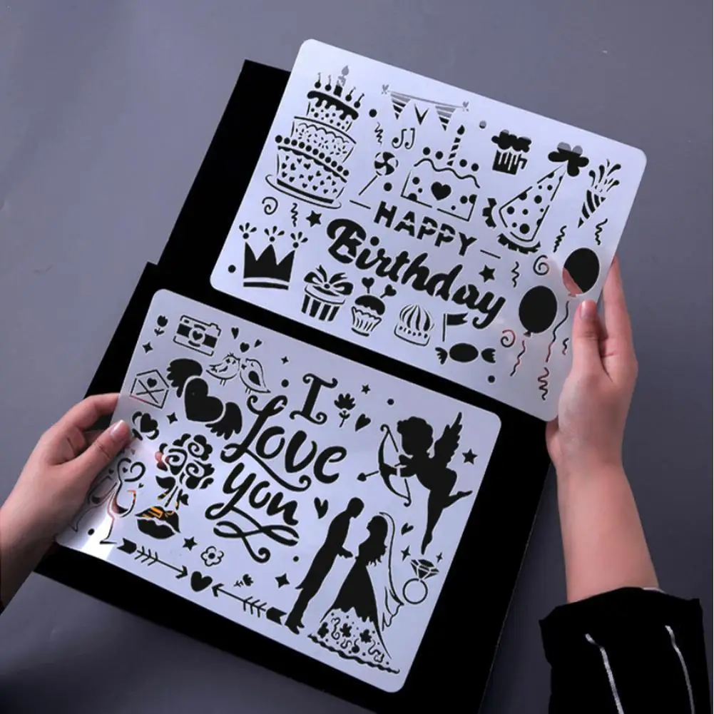 

2021 Drawing Template Ruler DIY Scrapbook Painting Template Drawing Stencils Graffiti Hollow Out Template Ruler Diary Template