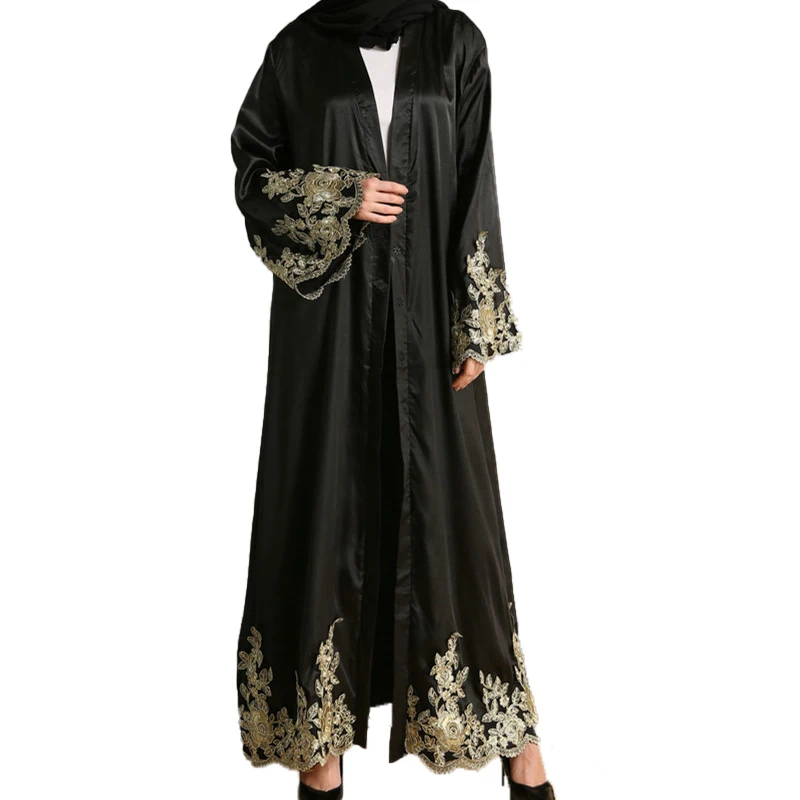 2021 Ladies Gold Embroidery Lace Burkha Muslim Abayas Dubai Muslim Dress Robes Musulmane Turkish Islamic Clothing LSM302