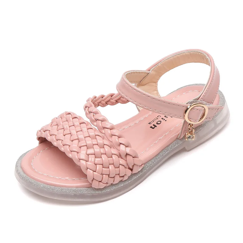 

2021 New Girls Sandals Summer Kids Princess Shoes Open-toed Weave Sandals Non-slip Big Kids Shoes Fashion Beach Sandals SH122