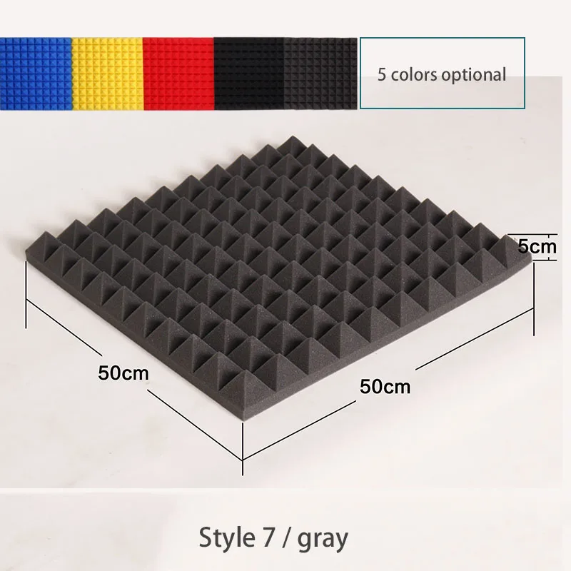 Style 7 - gray Высокое качество 50x50 см панель звукоизоляция наклейки на стену Губка Пена Звукопоглощающая шум Губка Пена звукозаписывающая Звукопоглощающая - Цвет: Style 7 - gray