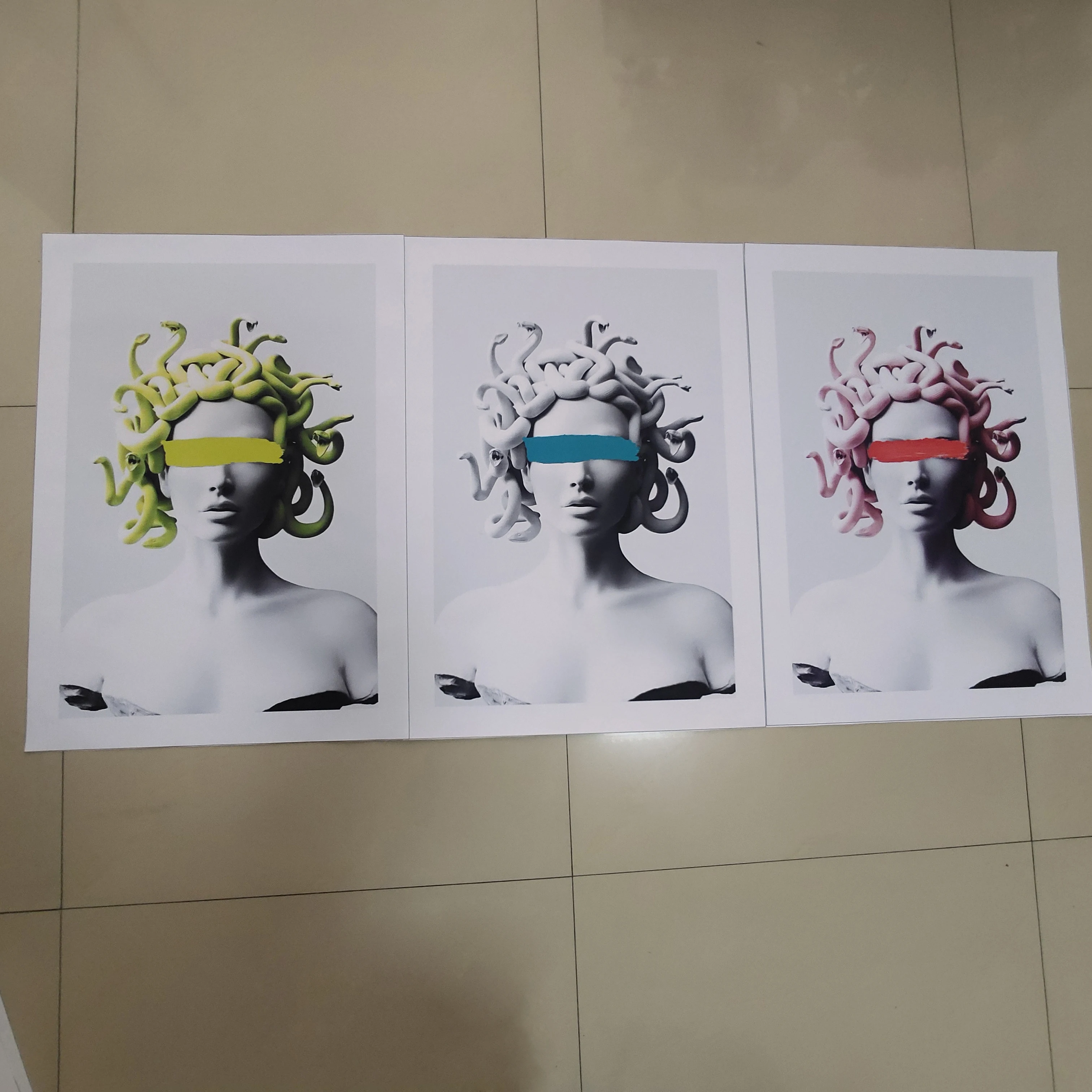 

Woman Snake Head Sculpture Renaissance Art Poster Abstract Canvas Painting Modern Fashion for Living Room Corridor HD Decoration