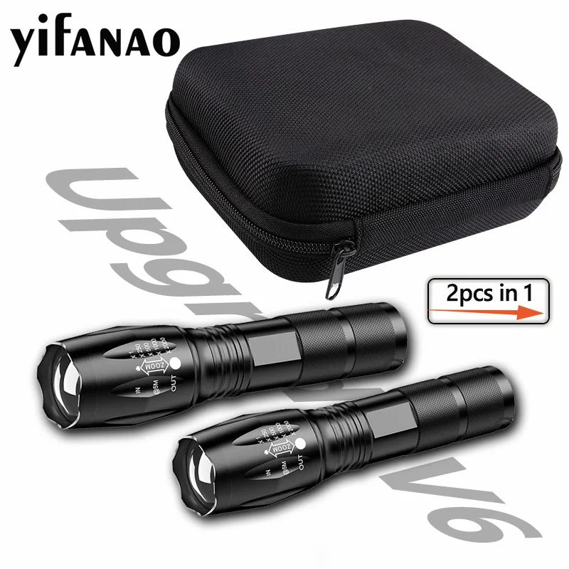 

2Pack LED Tactical Flashlight Zoomable High Lumen Waterproof Light Outdoor Camping Accessories Emergency Flashlights by 18650
