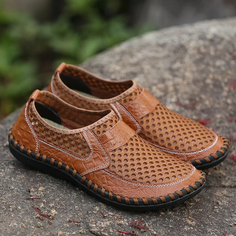 Мужские лоферы для отдыха дышащая сетчатая обувь бега легкая на открытом воздухе