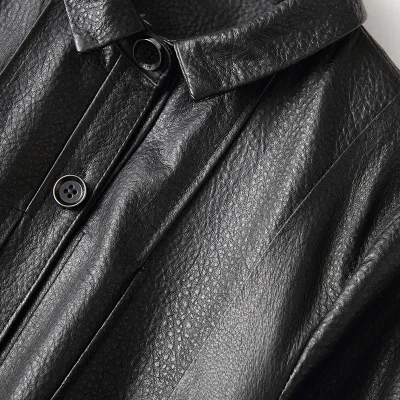 

Top Fashion 2020 New Genuine Sheep Leather Trench H22 high quality