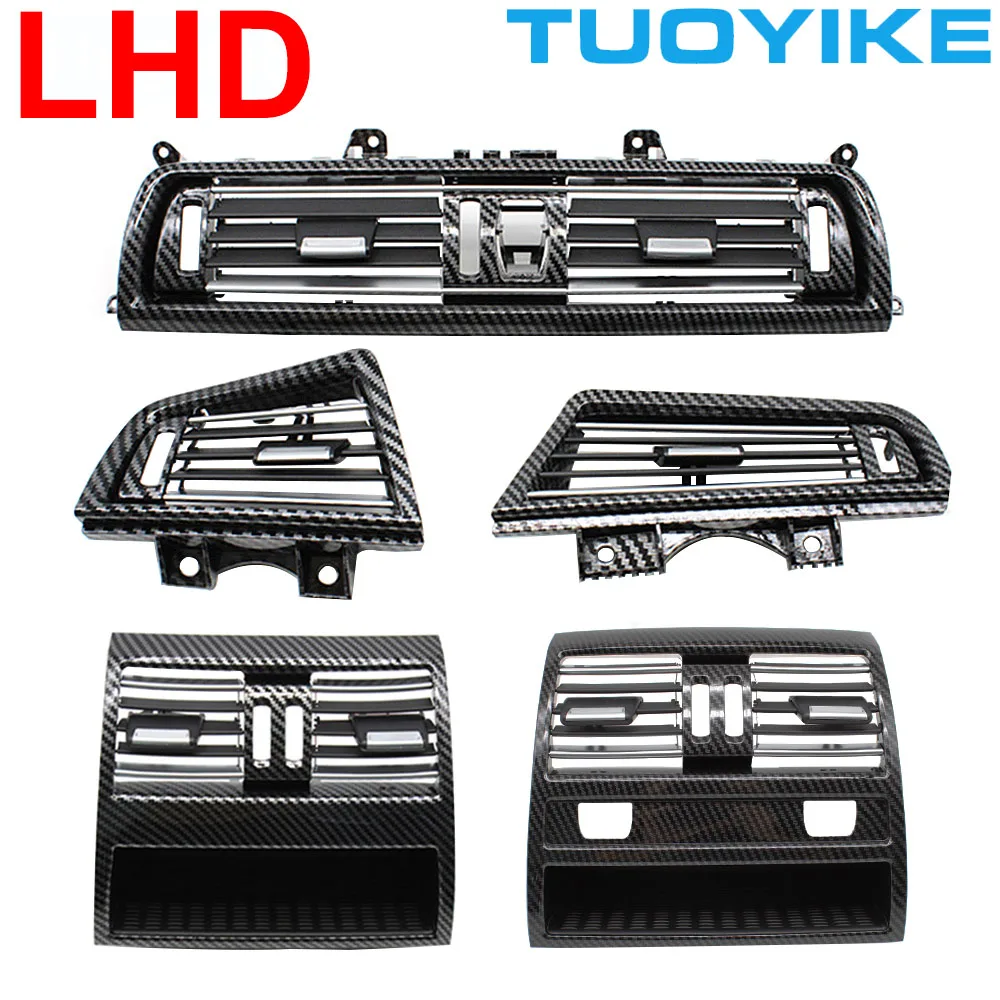LHD Carbon Fiber AC Air Conditioning Vent Grille Outlet Cover Panel Full Chrome For BMW 5-Series F10 F18 520 521 523 525 528 530 LHD Carbon Fiber AC Air Conditioning Vent Grille Outlet Cover Panel Full Chrome For BMW 5-Series F10 F18 520 521 523 525 528 530