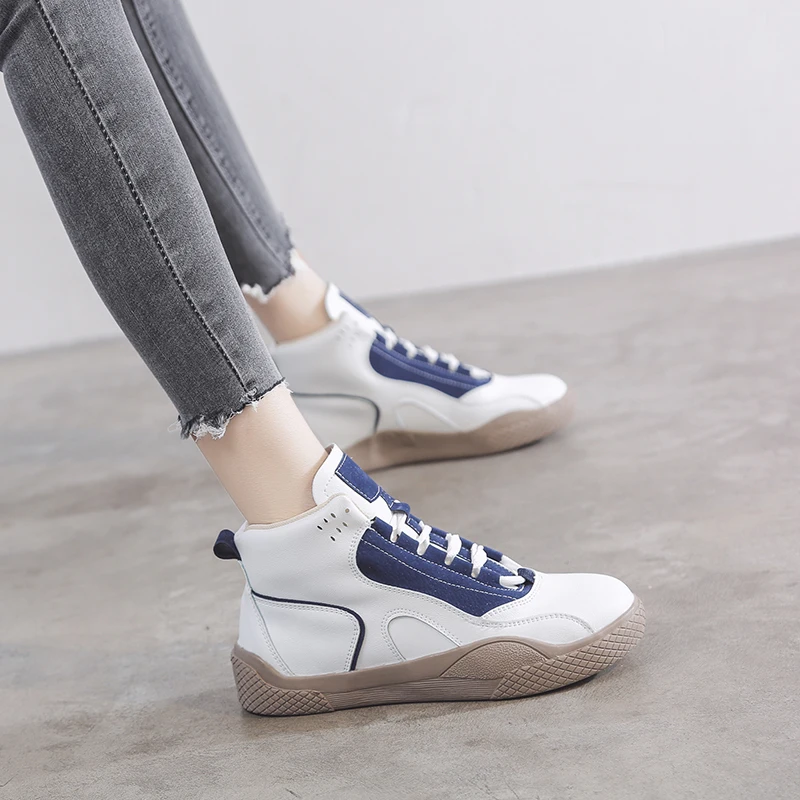 

2020 Women Sneakers White Vulcanized Shoes Lace Up Round Toe Casual Women Shoes Fashion Women Shoes Footwear