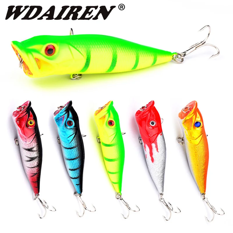 WDAIREN Topwater Popper рыболовные приманки Воблеры 9 см 12 г с 6 # крючками плавающая