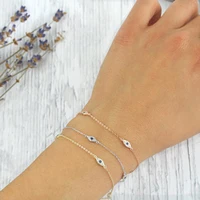 authentic evil eye bracelet sterling silver women and girl charms link chain bracelet for russia style 165cm size
