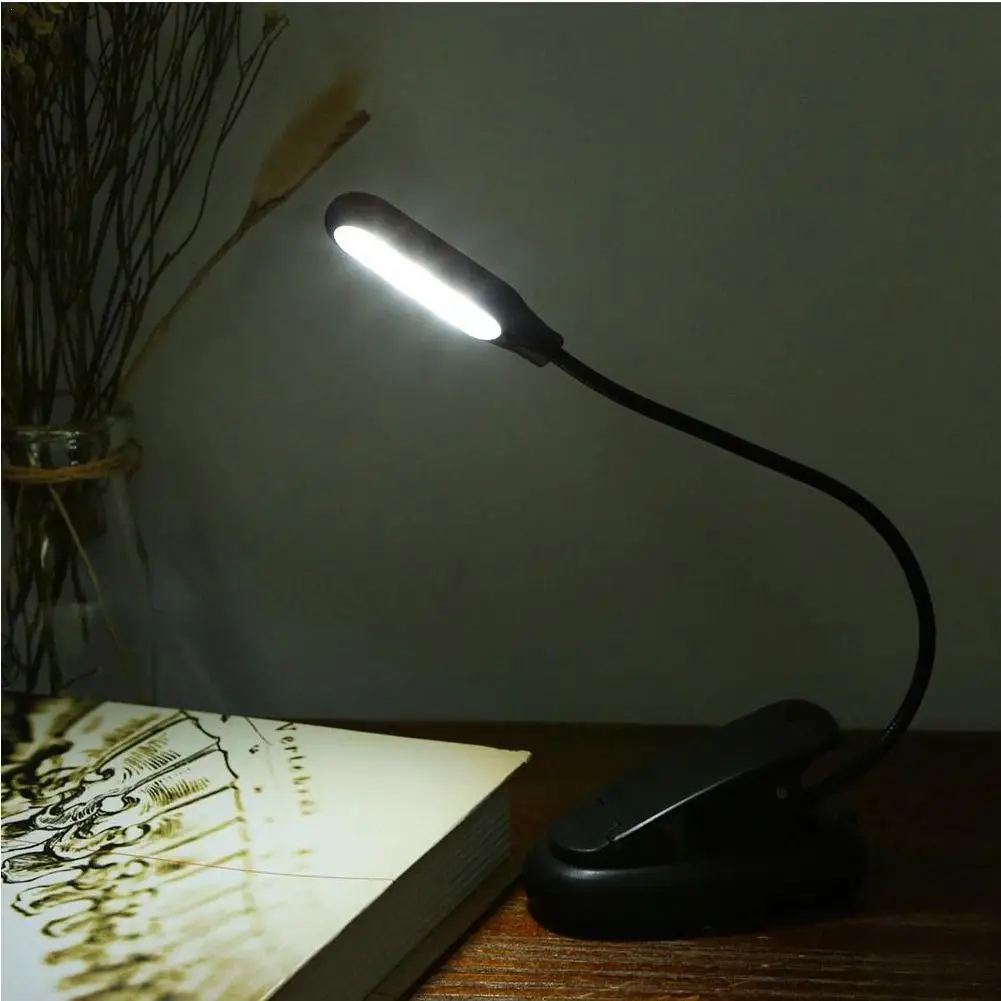 

3 Modes Book Light USB Rechargeable Flexible 5 LED Clip Reading Night Lights High Brightness Table Lamp Desk Bedside Lantern 1pc