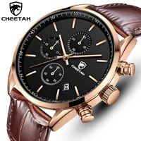 2021 new men watch cheetah waterproof quartz men watches chronograph sport wristwatch leather business male clock watch with box