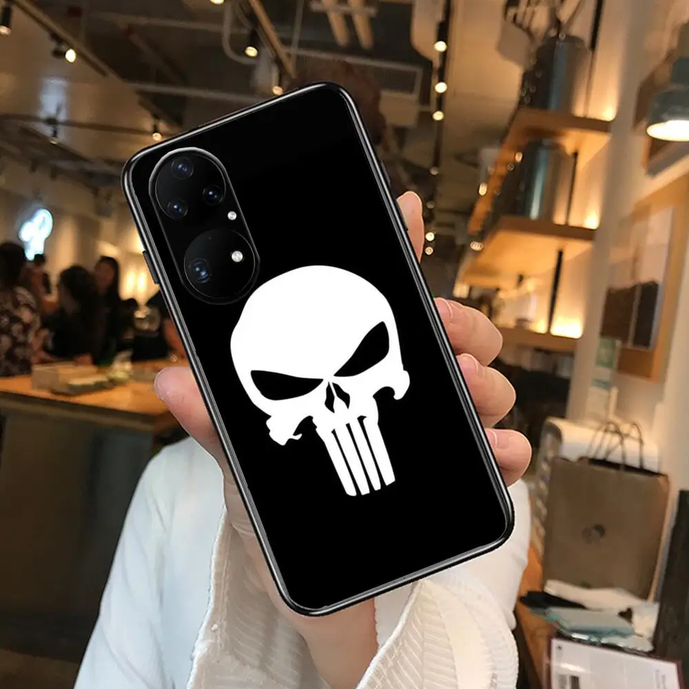 Чехол Marvel Punisher для телефона Huawei p50 P40 p30 P20 10 9 8 Lite E Pro Plus черный с рисунком комиксов.