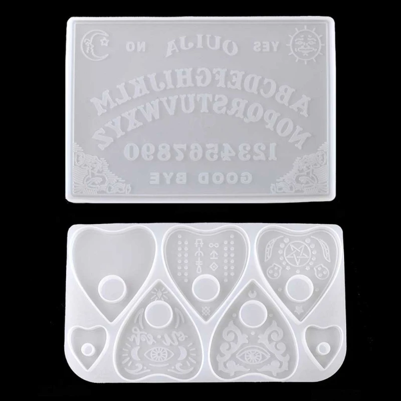

2Pcs Ouija- Board Planchette Resin Molds Gothic Ouija- Board Game Keychain Pendant Epoxy Silicone Molds Jewelry Making