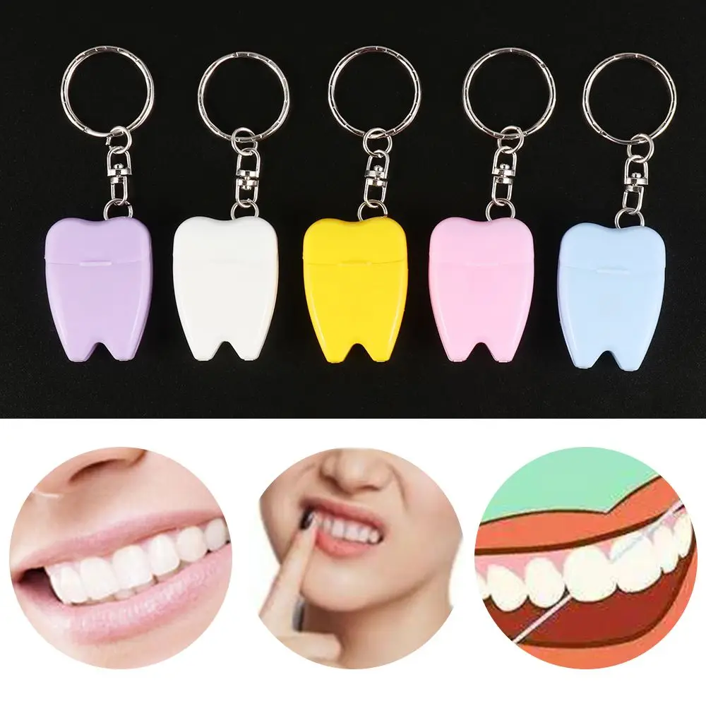

Random Color 15m Cleaner Keychain Teeth Clean Portable Dental Floss Nylon Wire Toothpick Oral Hygience Tooth Keychain Tooth Care