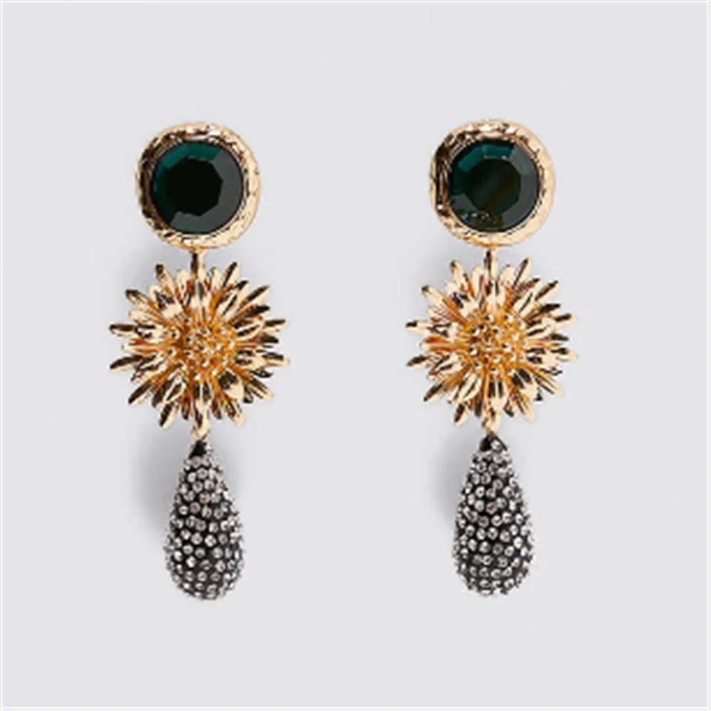 2019 ZA Стразы Висячие серьги для женщин модные массивные с кисточками и