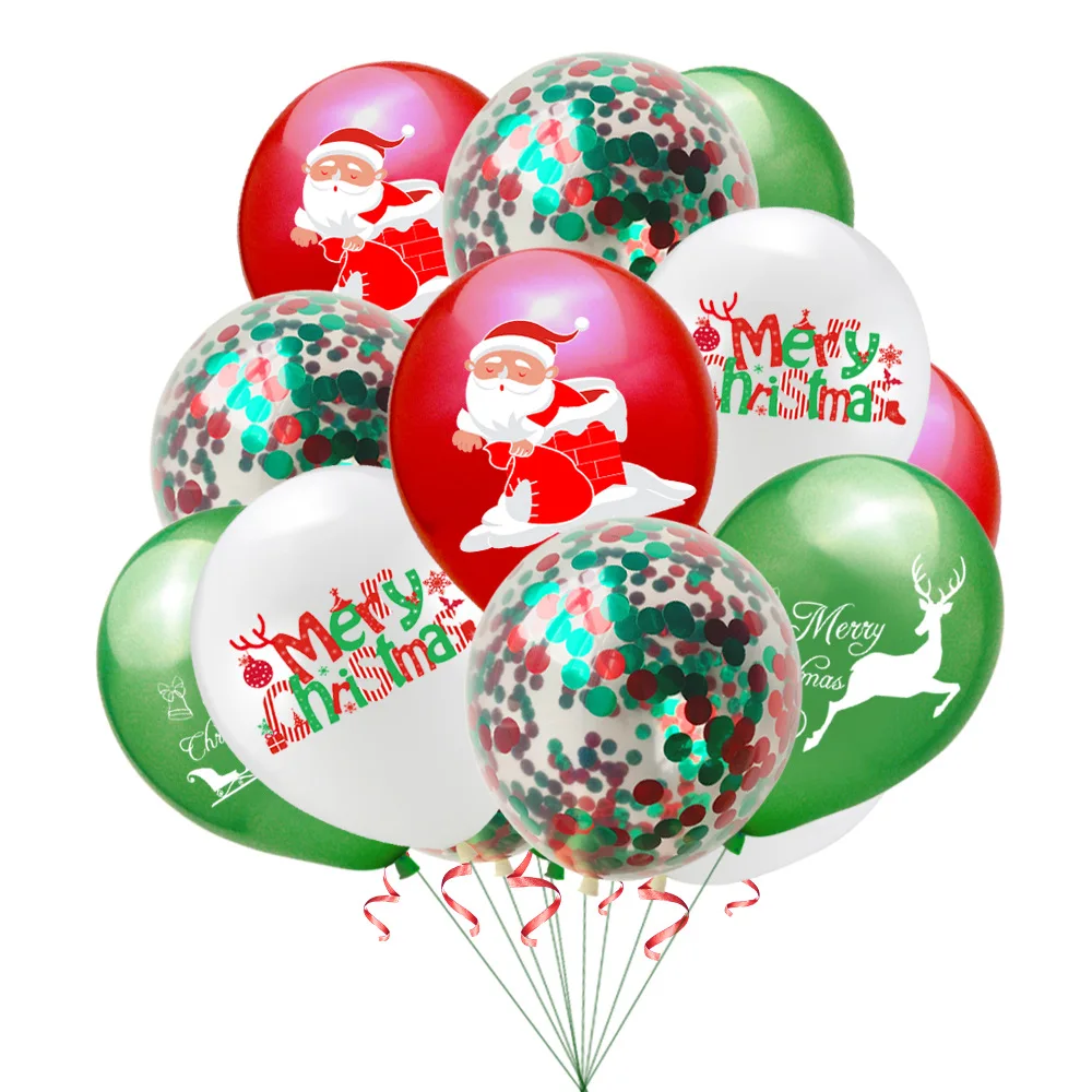 

New Christmas Banner Balloon Party Supplies Set Merry Christmas Holiday Party Decorations Latex Confetti Ballons with Ribbons