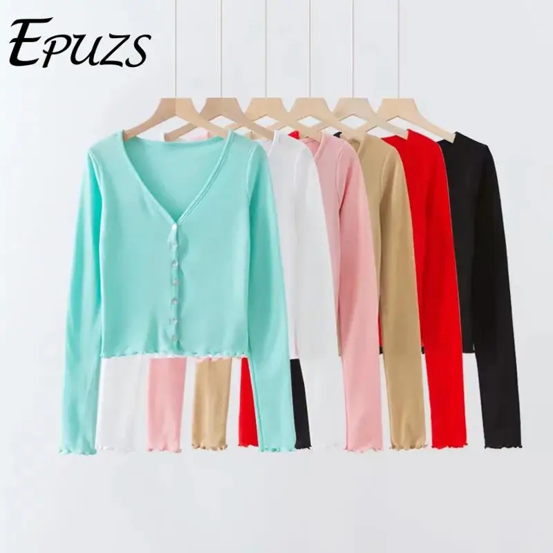 Женский укороченный кардиган на пуговицах розовый пикантный свитер в Корейском