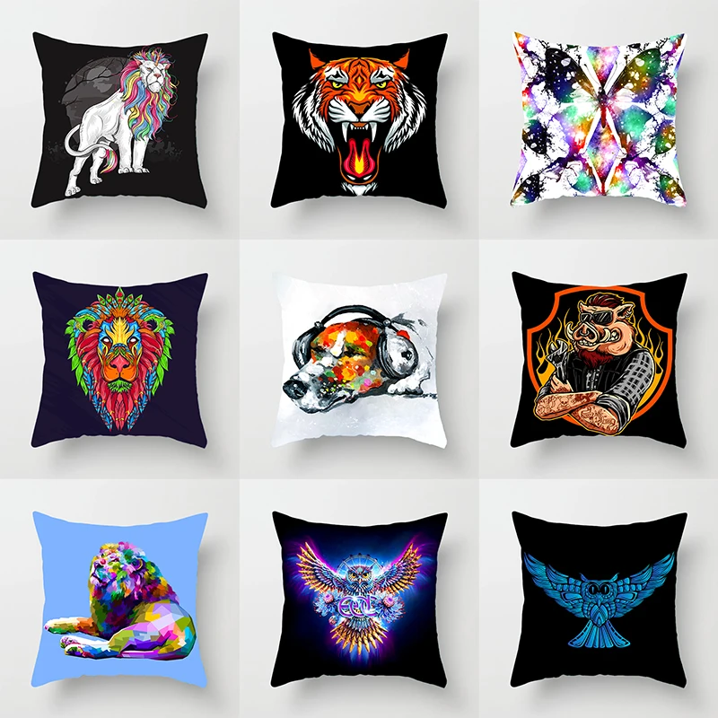 

Linen Cushion Cover dog horse owl kangaroo cat giraffe cow Decorative Pillows Home sofa cojines coussin Cafe Office car almofada