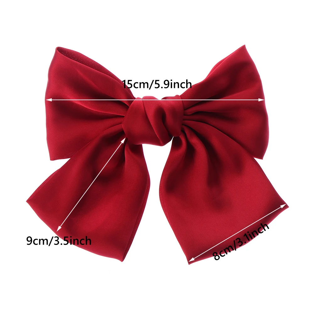 

1PC Silk Satin Big Bow Hair Clip for Women Girls Solid Color Bowknot Hairpin Elegant French Barrettes Gift Street Wear