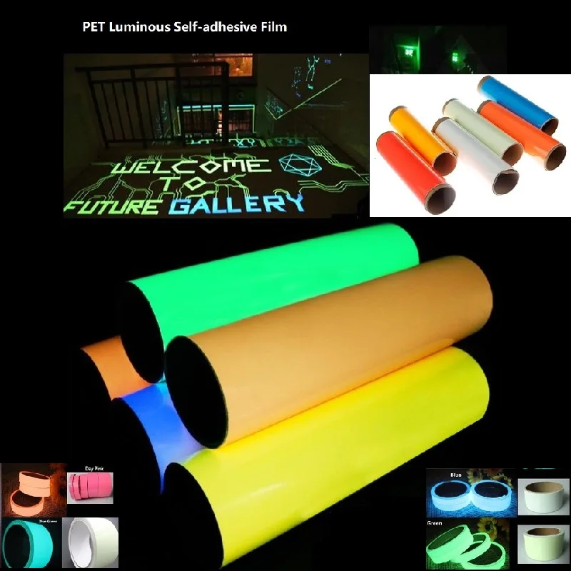 30 см/60 см * 1 м противопожарная дорожная Ночная светящаяся пленка светящаяся ночью самоклеющаяся Предупреждение ющая Настенная Наклейка